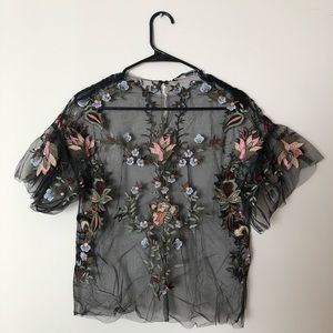 ZARA see-through embroidered shirt